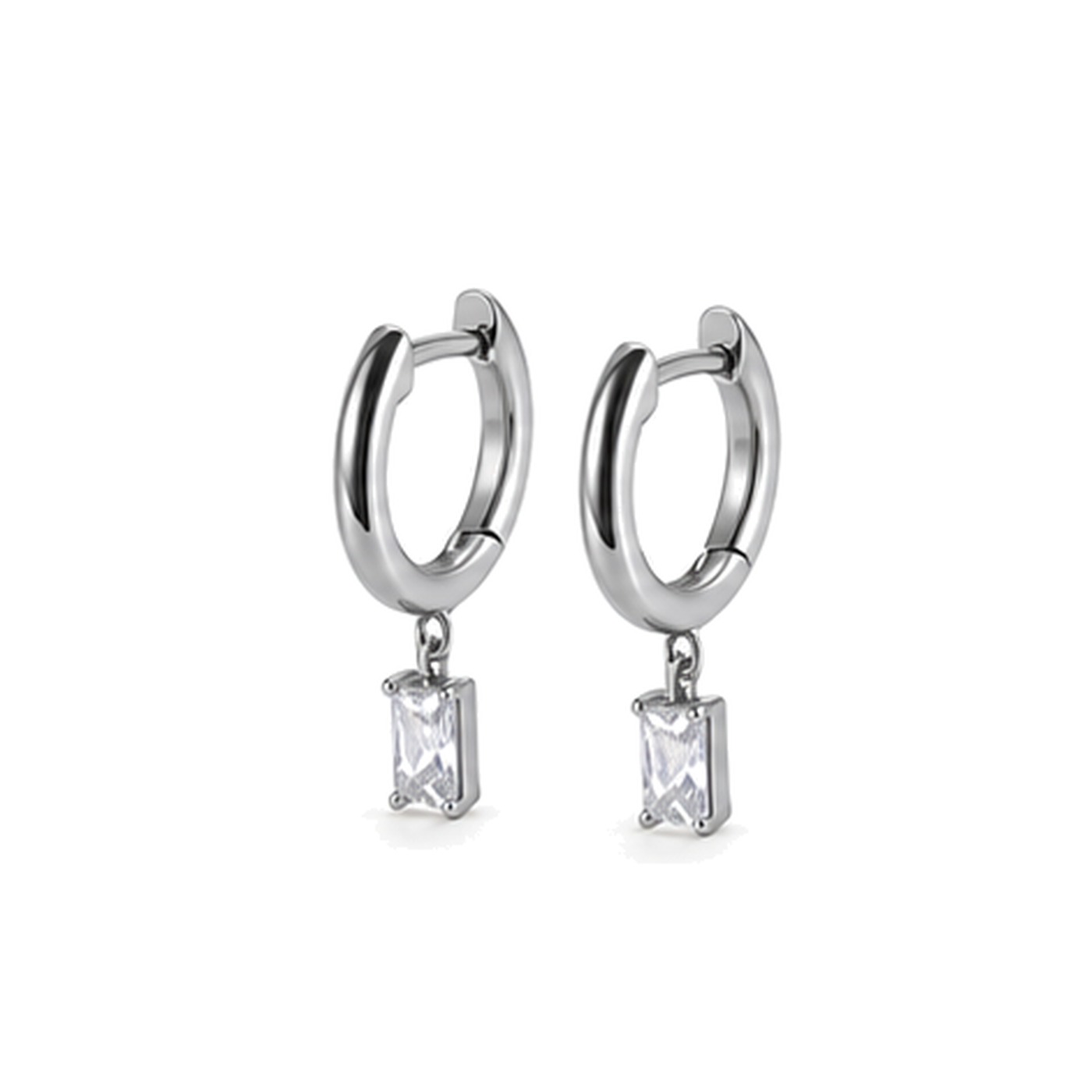 Titanium Hoop Earrings Square Zircon Dangle for Sensitive Ears - image2 approved white first image