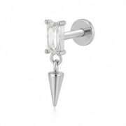 Flat Back Stud Earrings Pearl and White Topaz in F136 Titanium - image2 regenerated image 1