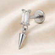 Flat Back Stud Earrings Pearl and White Topaz in F136 Titanium - image2 regenerated image 3