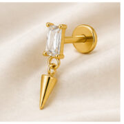 Flat Back Stud Earrings Pearl and White Topaz in F136 Titanium - image2 regenerated image 4