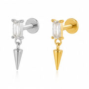 Flat Back Stud Earrings Pearl and White Topaz in F136 Titanium - image2 regenerated image 5