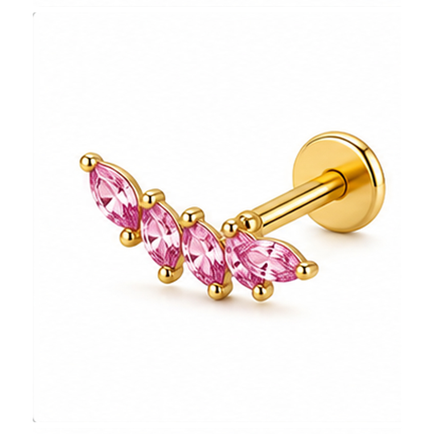 Flat Back Stud Earrings Colorful Zircon in F136 Titanium - image2 regenerated clean image 1