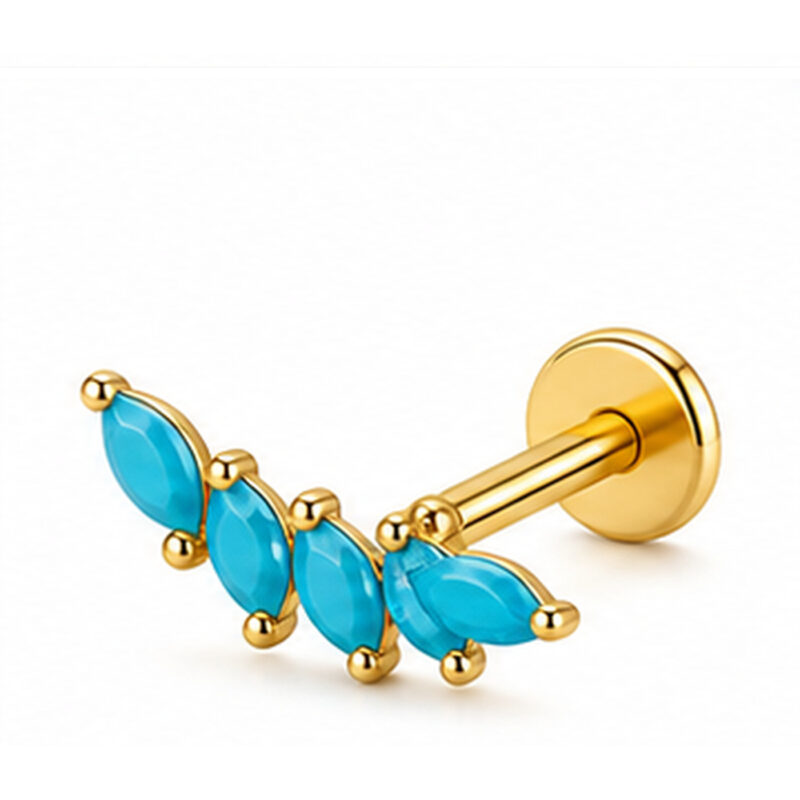 Flat Back Stud Earrings Colorful Zircon in F136 Titanium - image2 regenerated clean image 2