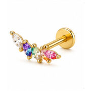 Flat Back Stud Earrings Colorful Zircon in F136 Titanium - image2 regenerated clean image 3