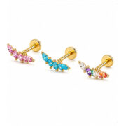 Flat Back Stud Earrings Colorful Zircon in F136 Titanium - image2 regenerated clean image 5