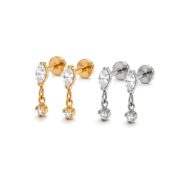 Flat Back Earrings Crystal Chain in Titanium - image2 approved white first image