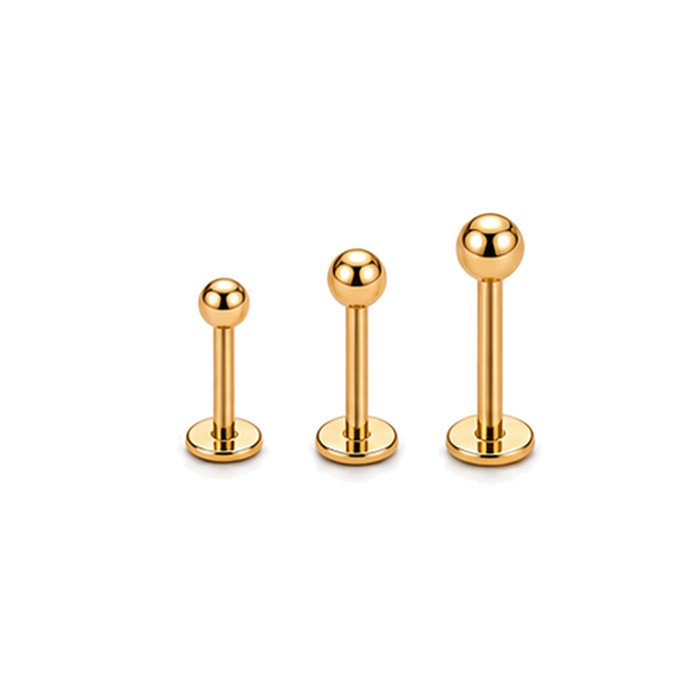 Flat Back Stud Earrings Val Polished Ball Ear in F136 Titanium - image2 approved white first image