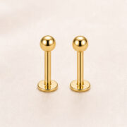 Flat Back Stud Earrings Val Polished Ball Ear in F136 Titanium regenerated product image 3