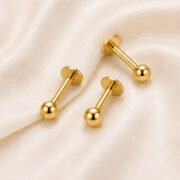 Flat Back Stud Earrings Val Polished Ball Ear in F136 Titanium regenerated product image 5