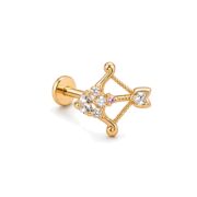Titanium Stud Earrings Eros Crystal Arrow Bow for Sensitive Ears - image2 approved white first image