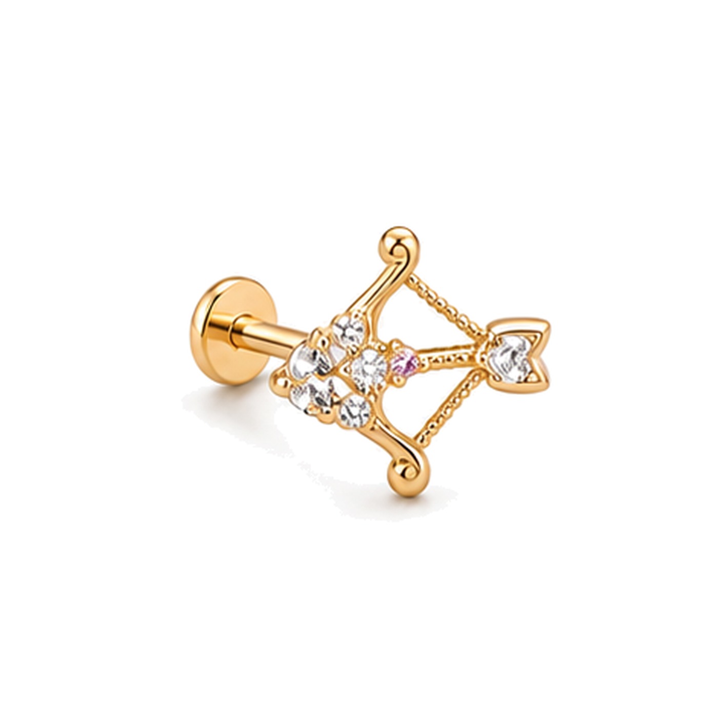 Titanium Stud Earrings Eros Crystal Arrow Bow for Sensitive Ears - image2 approved white first image