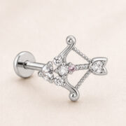 Titanium Stud Earrings Eros Crystal Arrow Bow for Sensitive Ears regenerated product image 2