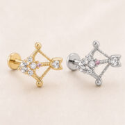 Titanium Stud Earrings Eros Crystal Arrow Bow for Sensitive Ears regenerated product image 3