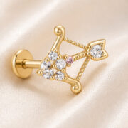 Titanium Stud Earrings Eros Crystal Arrow Bow for Sensitive Ears regenerated product image 4