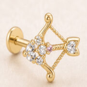 Titanium Stud Earrings Eros Crystal Arrow Bow for Sensitive Ears regenerated product image 5