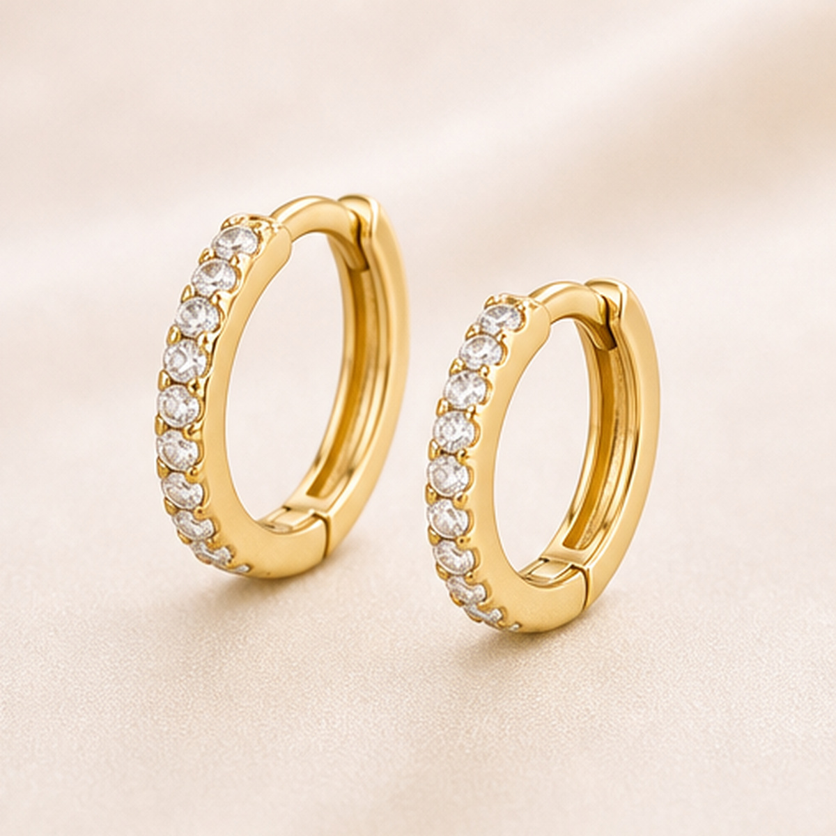 Titanium Hoop Earrings Jane Crystal Pave Eternity for Sensitive Ears regenerated product image 2