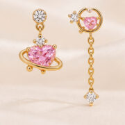Titanium Stud Earrings Angel Hearts Celestial Crystal Ear for Sensitive Ears regenerated product image 2
