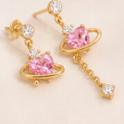 Titanium Stud Earrings Angel Hearts Celestial Crystal Ear for Sensitive Ears regenerated product image 3