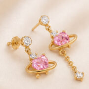 Titanium Stud Earrings Angel Hearts Celestial Crystal Ear for Sensitive Ears regenerated product image 4