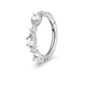 Hypoallergenic Hoop Earrings Couture Crystal Milgrain Eternity Hinged Segment with S925 Silver - image2 approved white first image