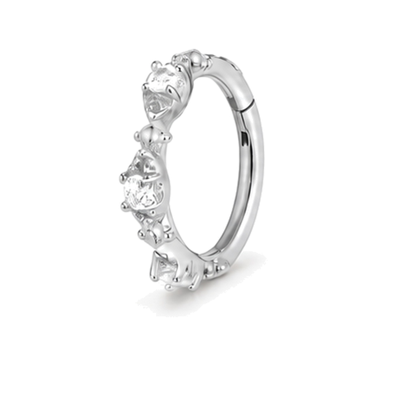 Hypoallergenic Hoop Earrings Couture Crystal Milgrain Eternity Hinged Segment with S925 Silver - image2 approved white first image
