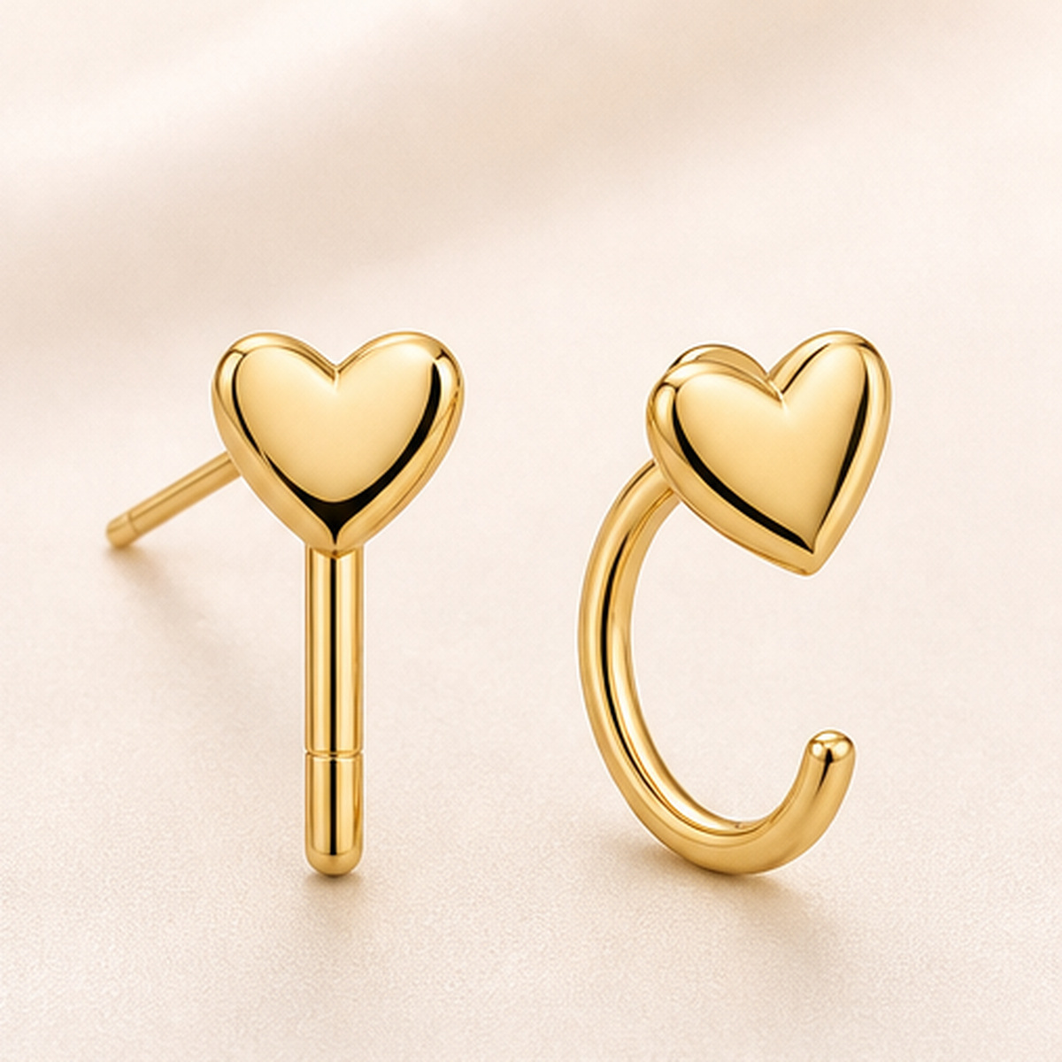 Hypoallergenic Hoop Earrings Heart with S925 Silver regenerated product image 2