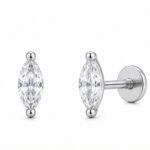 Titanium Stud Earrings Sparkly Marquise in Silver - image2 regenerated follow-up 1