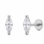 Titanium Stud Earrings Sparkly Marquise in Silver - image2 regenerated follow-up 1