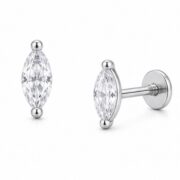 Titanium Stud Earrings Sparkly Marquise in Silver - image2 regenerated follow-up 5