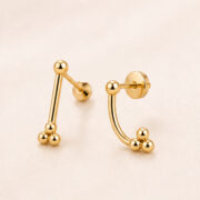 Stud Earrings Trinity Ball Ear Jacket with S925 Silver regenerated product image 2