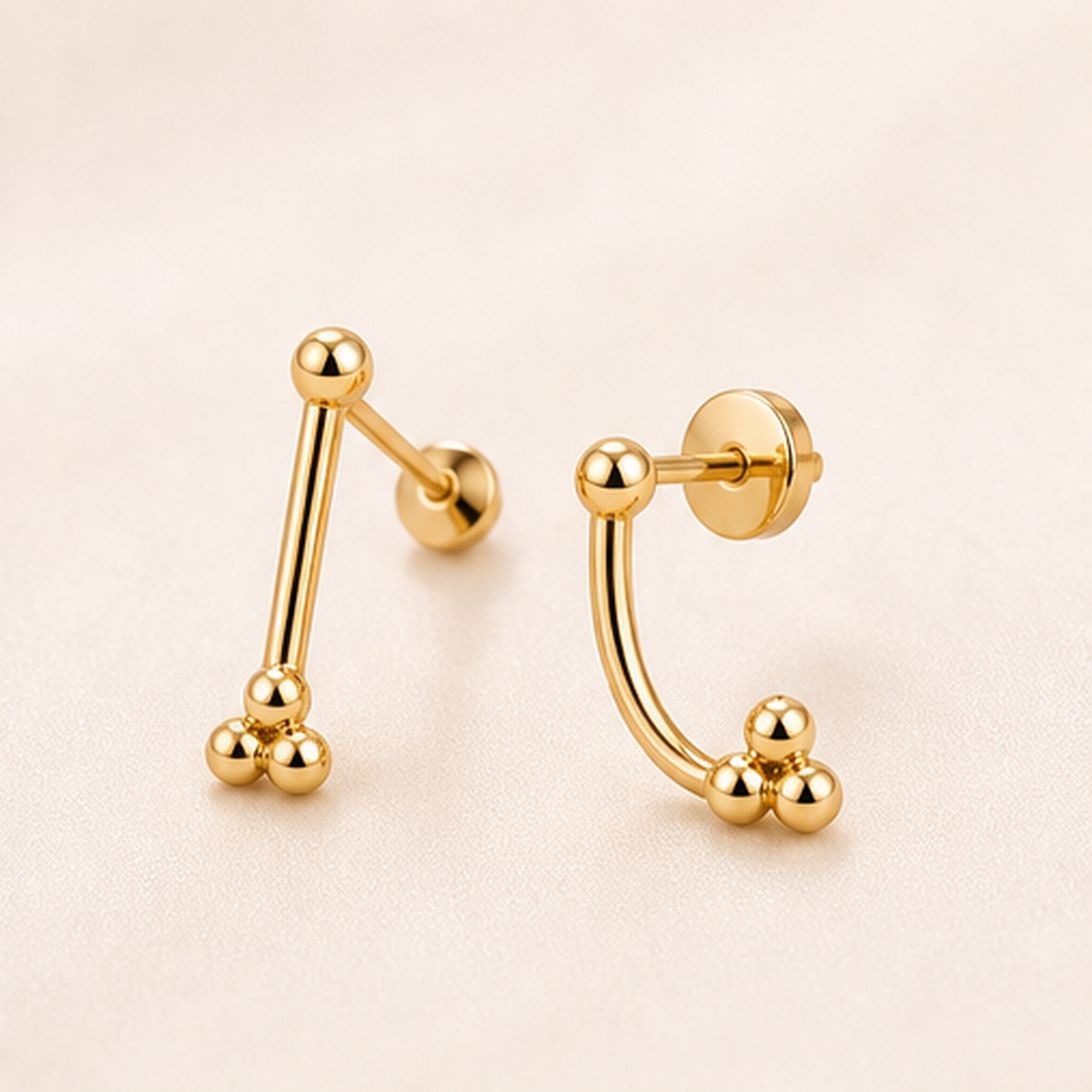 Stud Earrings Trinity Ball Ear Jacket with S925 Silver regenerated product image 2