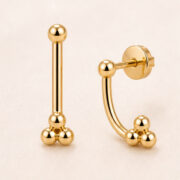 Stud Earrings Trinity Ball Ear Jacket with S925 Silver regenerated product image 3
