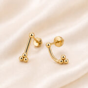 Stud Earrings Trinity Ball Ear Jacket with S925 Silver regenerated product image 4