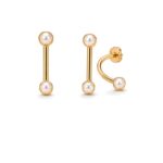 Stud Earrings Pearl Double Ear Jacket with S925 Silver - image2 approved white first image