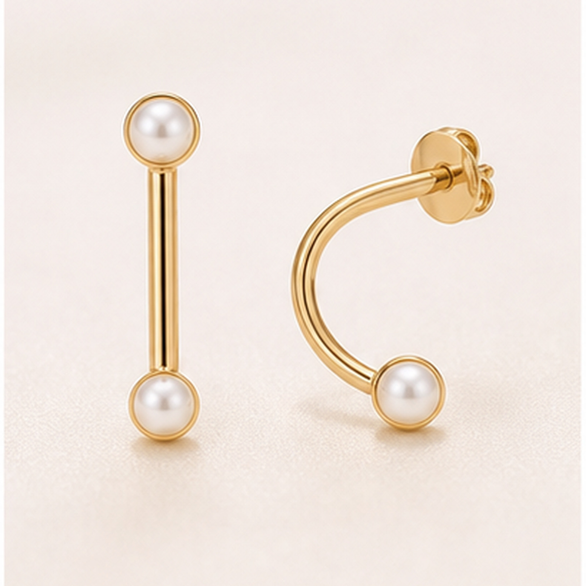 Stud Earrings Pearl Double Ear Jacket with S925 Silver regenerated product image 2