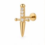 Flat Back Stud Earrings Dagger in F136 Titanium - image2 regenerated follow-up 1
