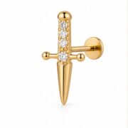 Flat Back Stud Earrings Dagger in F136 Titanium - image2 regenerated follow-up 1