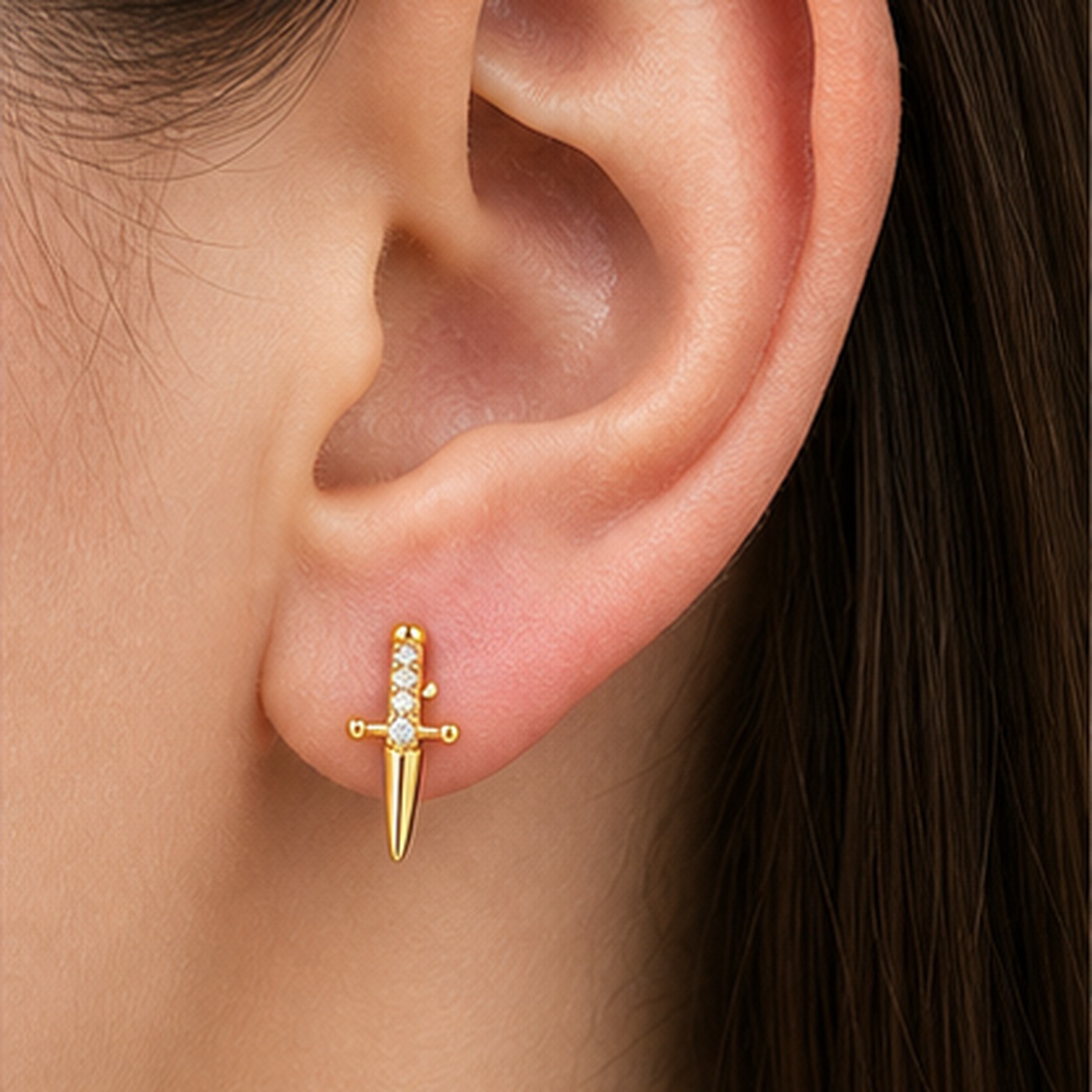 Flat Back Stud Earrings Dagger in F136 Titanium - image2 regenerated follow-up 2