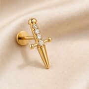Flat Back Stud Earrings Dagger in F136 Titanium - image2 regenerated follow-up 3