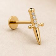 Flat Back Stud Earrings Dagger in F136 Titanium - image2 regenerated follow-up 4