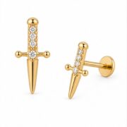 Flat Back Stud Earrings Dagger in F136 Titanium - image2 regenerated follow-up 5