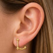 Titanium Stud Earrings Double Ball Ear Jacket for Sensitive Ears - image2 regenerated follow-up 2
