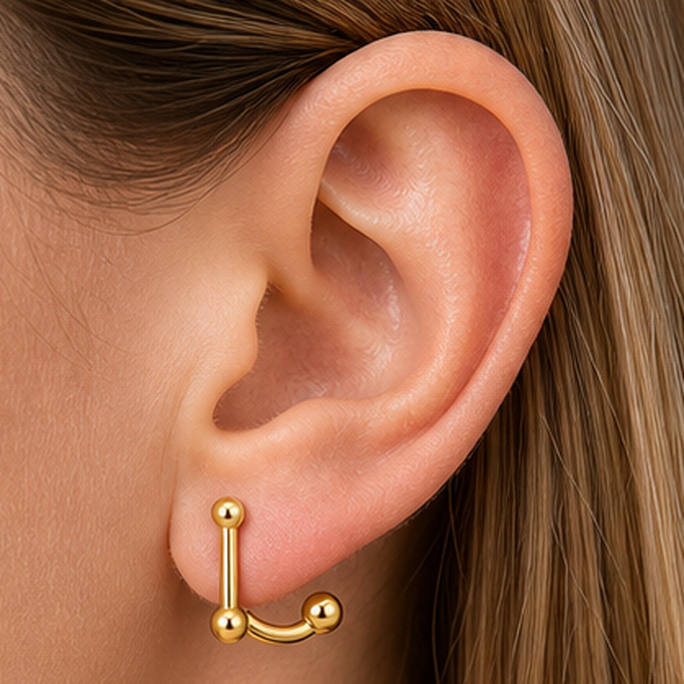 Titanium Stud Earrings Double Ball Ear Jacket for Sensitive Ears - image2 regenerated follow-up 2