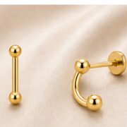 Titanium Stud Earrings Double Ball Ear Jacket for Sensitive Ears - image2 regenerated follow-up 3