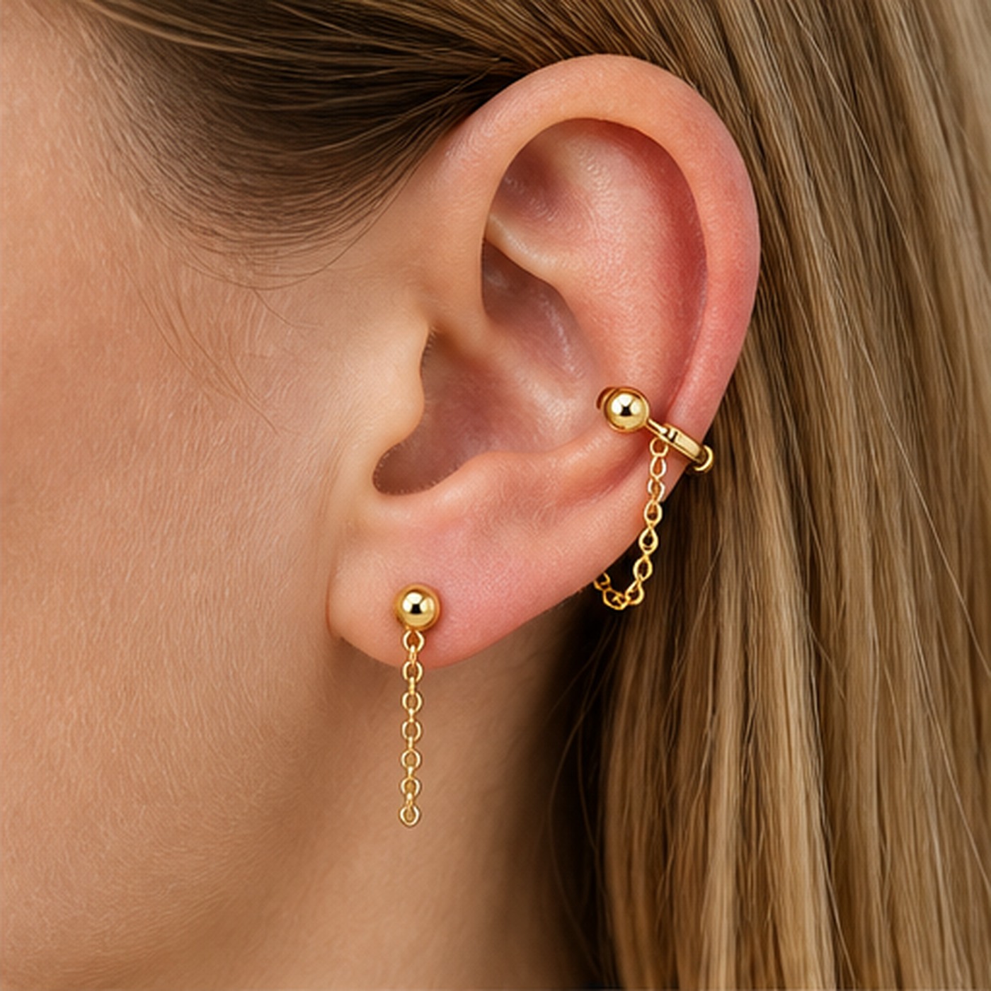 Titanium Earrings Ball Chain for Sensitive Ears - image2 regenerated follow-up 2