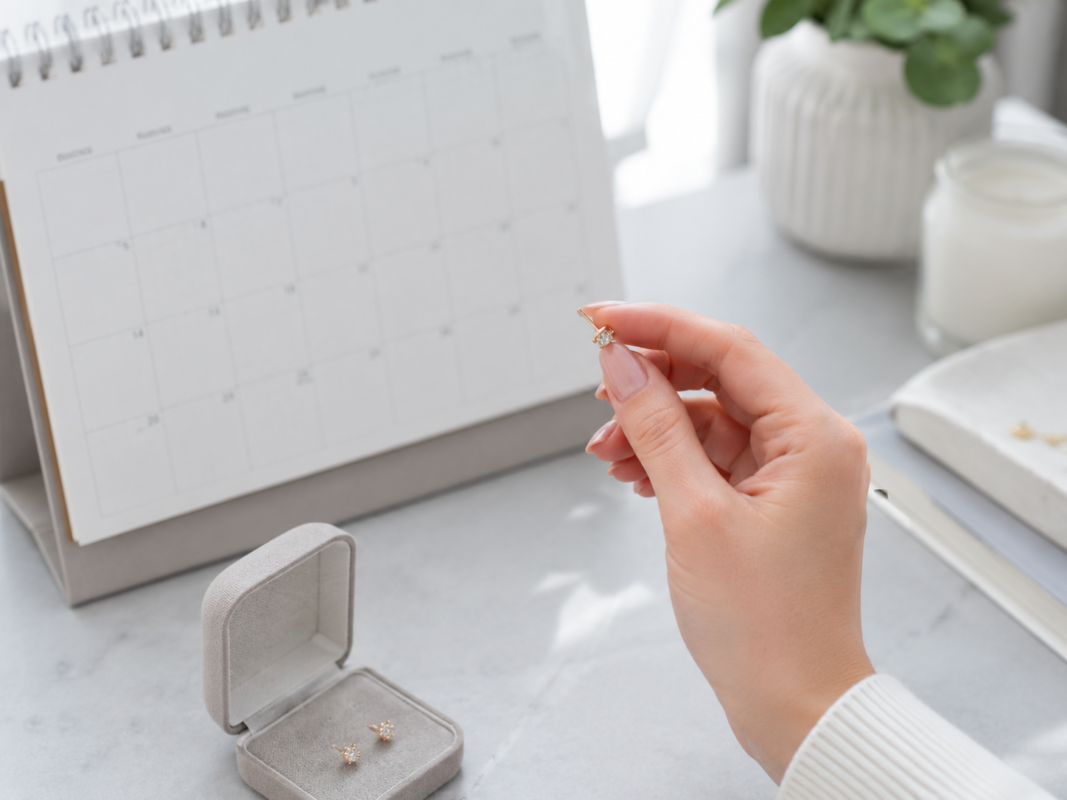 calendar showing recovery time after allergic reaction to earrings
