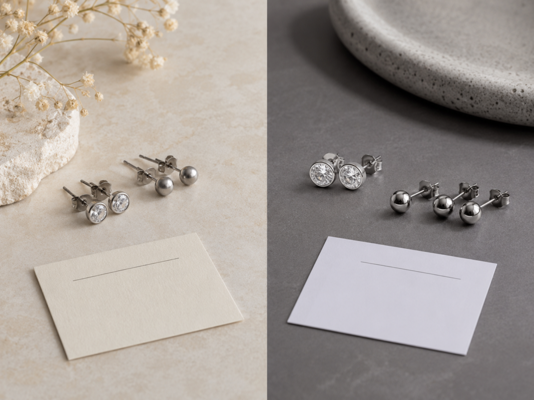 titanium earrings for sensitive ears flat lay