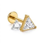 Flat Back Stud Earrings Triangle Crystal in F136 Titanium - strict 1688 corrected variation 1900