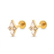 Flat Back Stud Earrings Crystal Marquise in F136 Titanium - white background product image