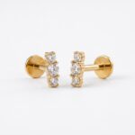 Flat Back Stud Earrings Crystal Trio Bar in F136 Titanium - product image 1